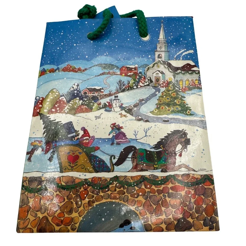 Assorted Small Christmas Gift Bags 4.5x6 Cleo & Martin Designs With Handles